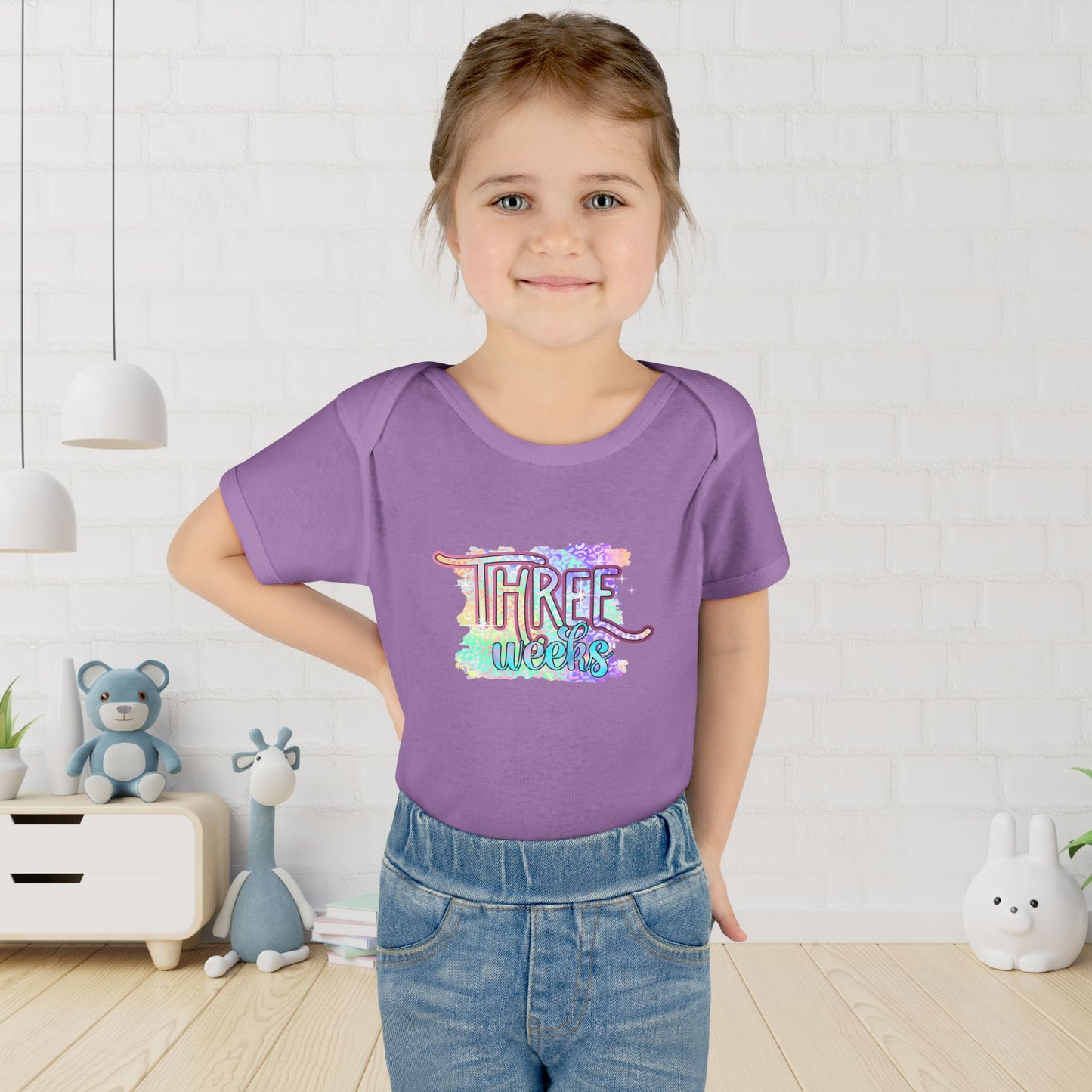Pastel Wild One Milestone Baby Bodysuit-Three Weeks