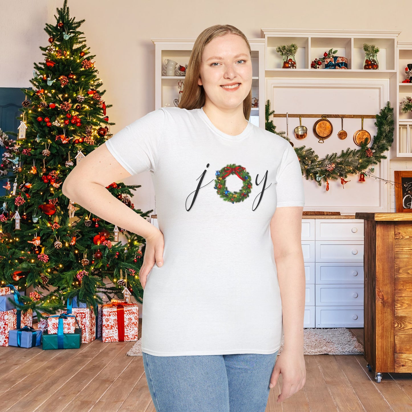 Joy with Wreath Adult T-shirt