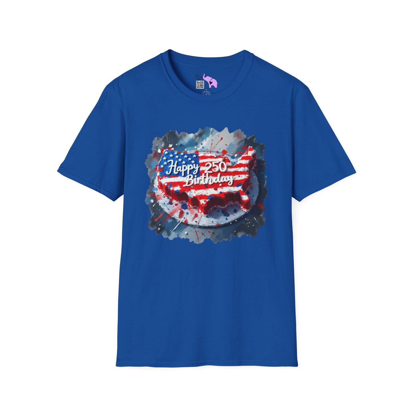 America-Shaped Happy 250th Birthday Cake Adult T-shirt
