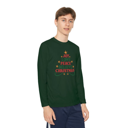 Joy Love Peace Believe Christmas Youth Long Sleeve Tee