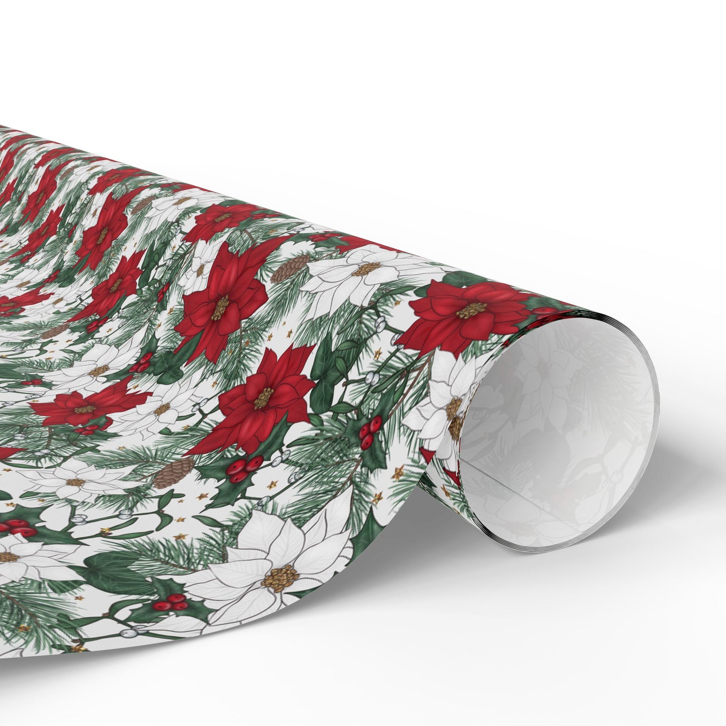 Winter Poinsettia Garden Wrapping Paper