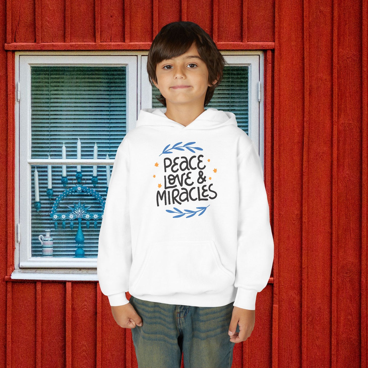 Hanukkah Peace Love & Miracles 2 Youth Hoodie