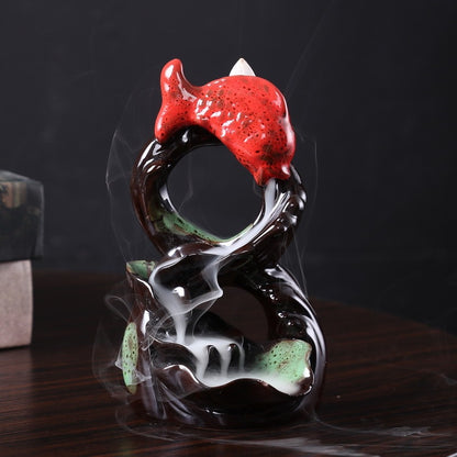 Lotus Leaf & Fish Incense Backflow Burner