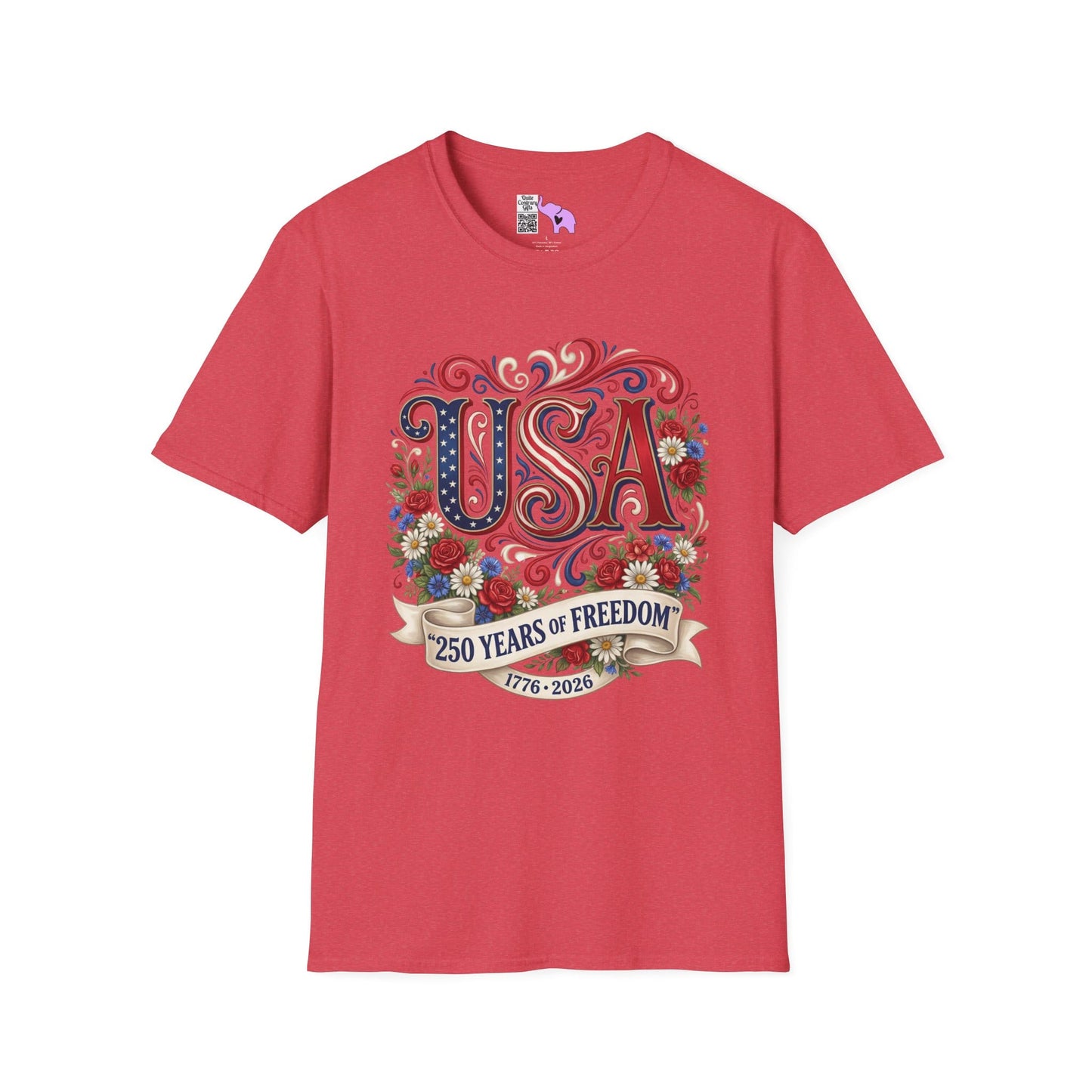 Floral USA 250 Years of Freedom Adult T-shirt
