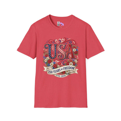 Floral USA 250 Years of Freedom Adult T-shirt