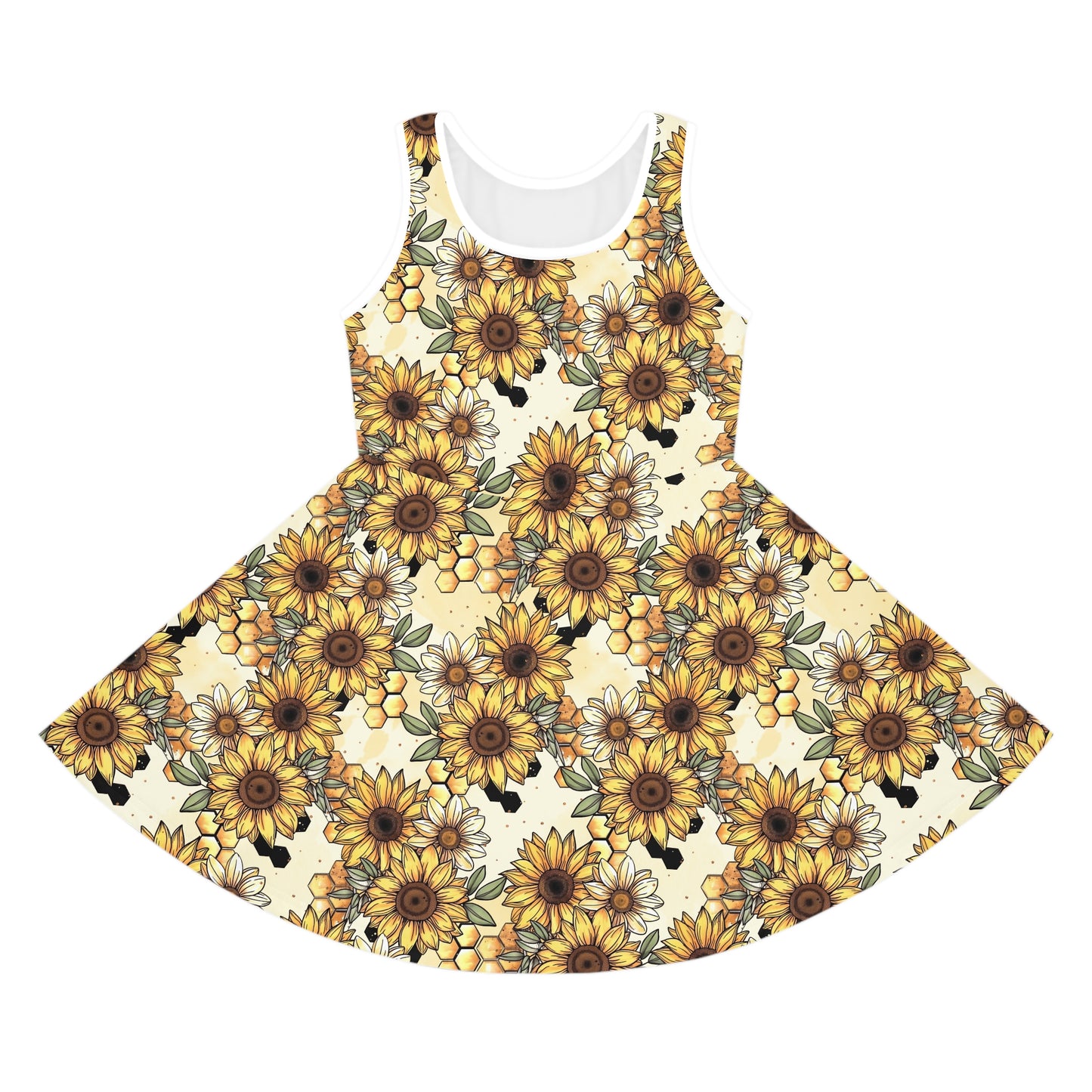 Honeycombs & Sunflowers Girls' Sleeveless Sundress
