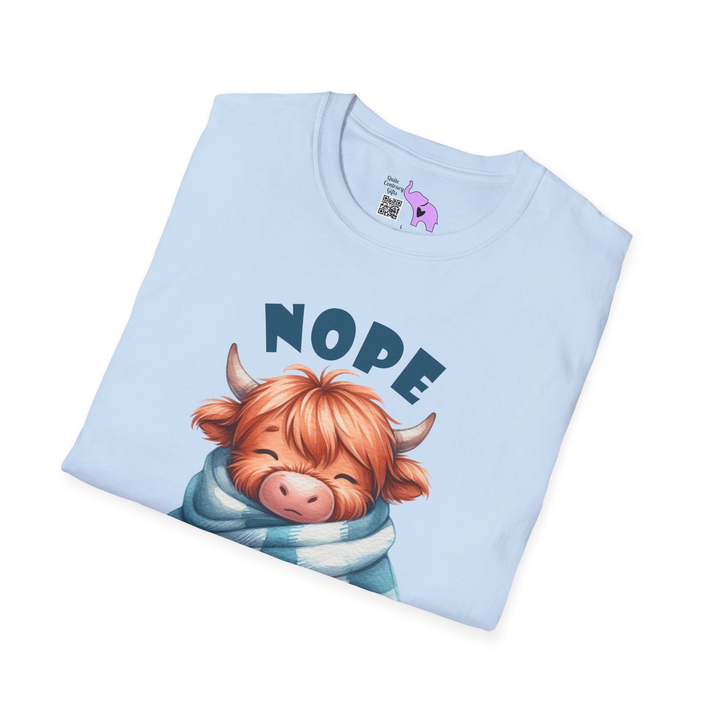 Nope Not Today Cute Cow Adult T-shirt