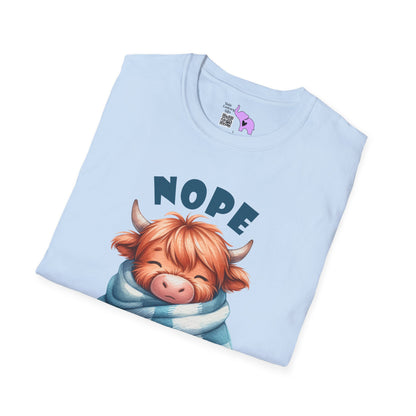 Nope Not Today Cute Cow Adult T-shirt