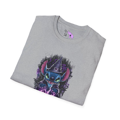 Halloween Stitch w/Purple Cauldron Adult T-shirt