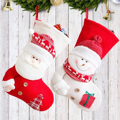 Knitted 3D Santa or Snowman Christmas Stockings