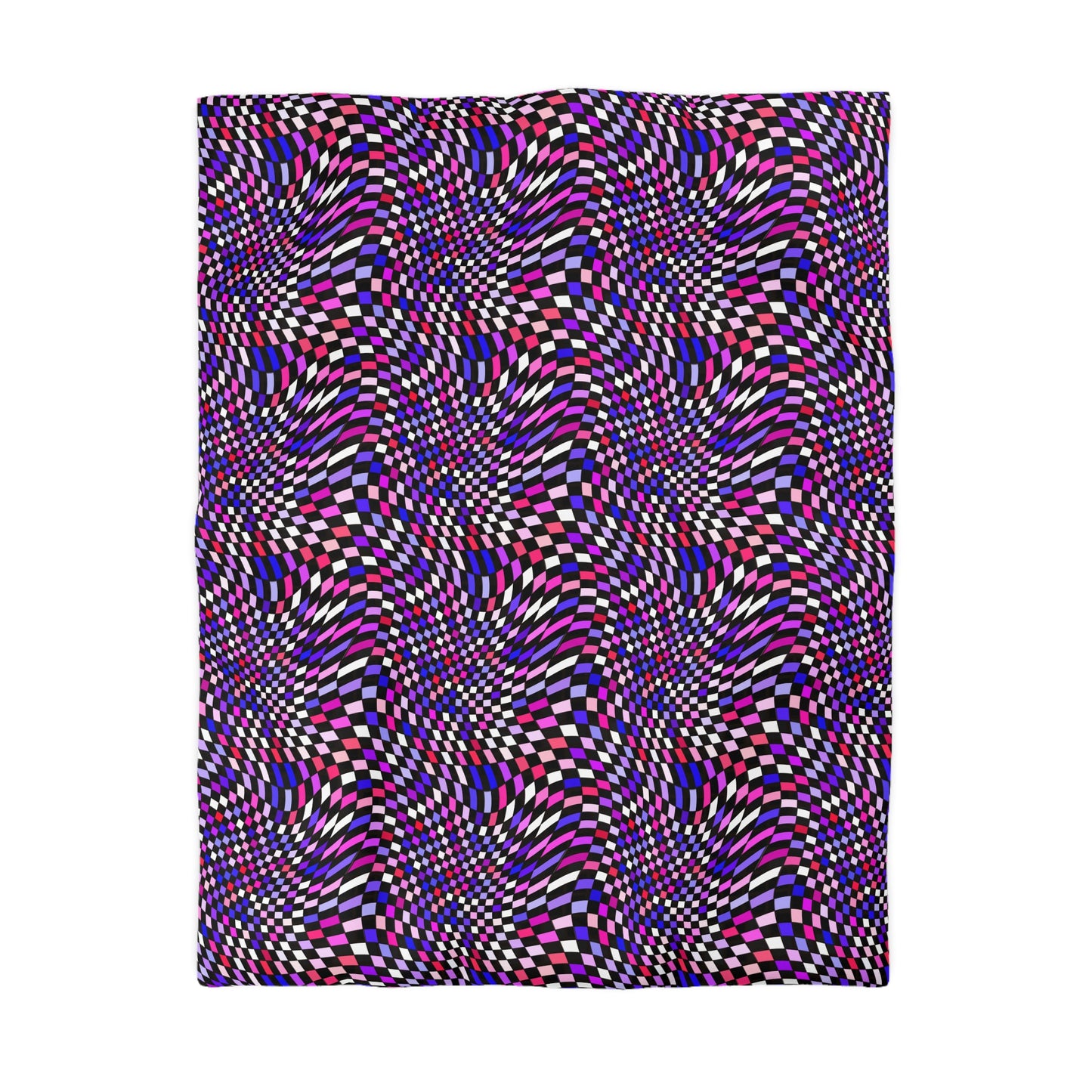 Warped Purple Checkered Microfiber Duvet Cover