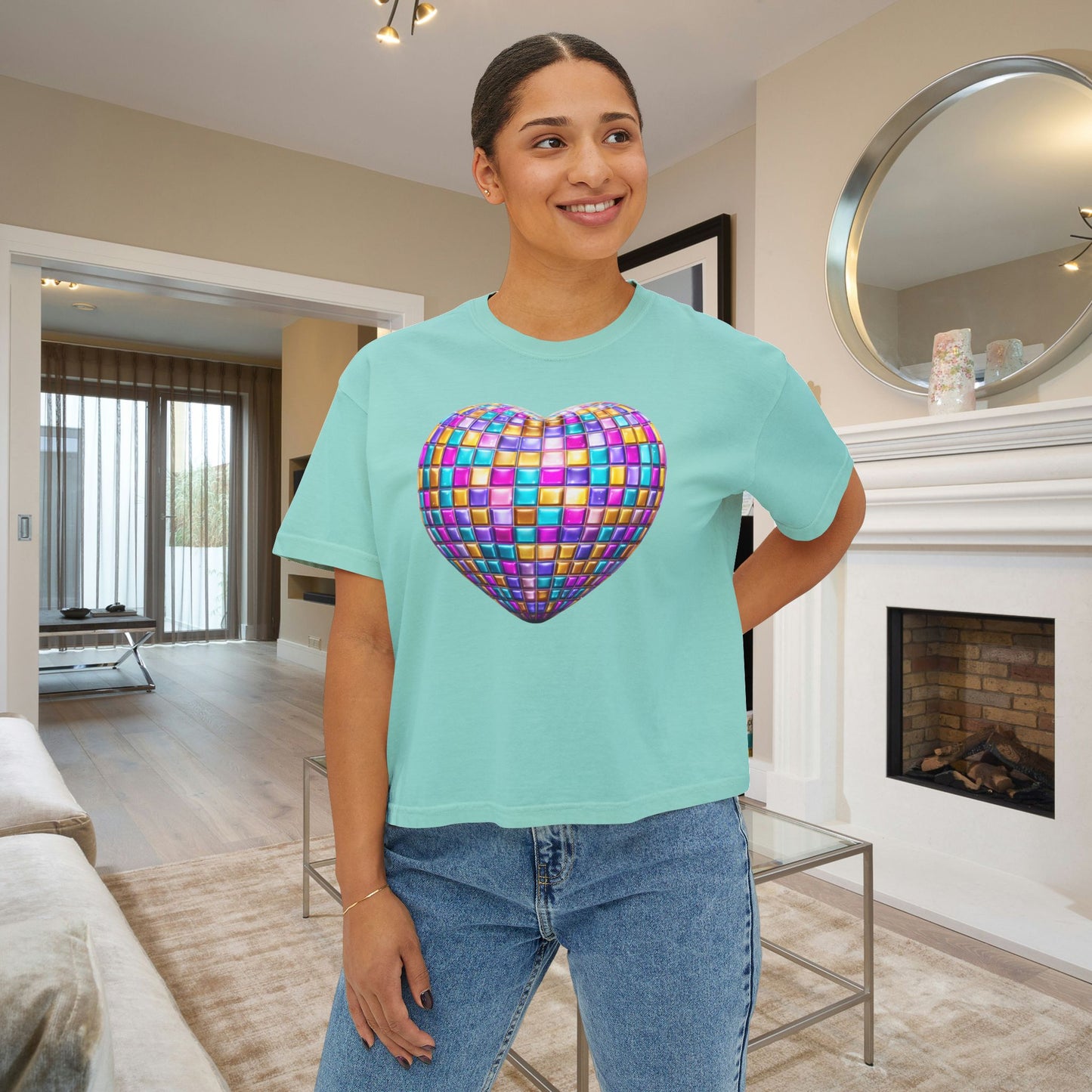 Heart in Blocks Women's Boxy Tee