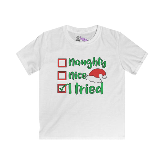 Naughty Nice I Tried Youth Softstyle Tee