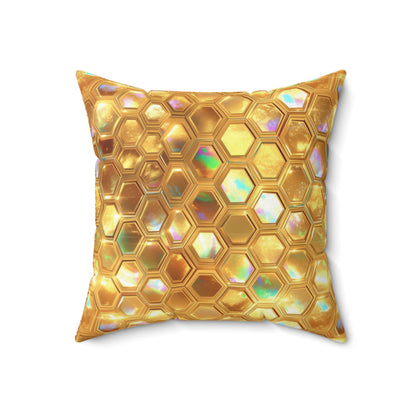 Golden Prism Grid Throw Pillow