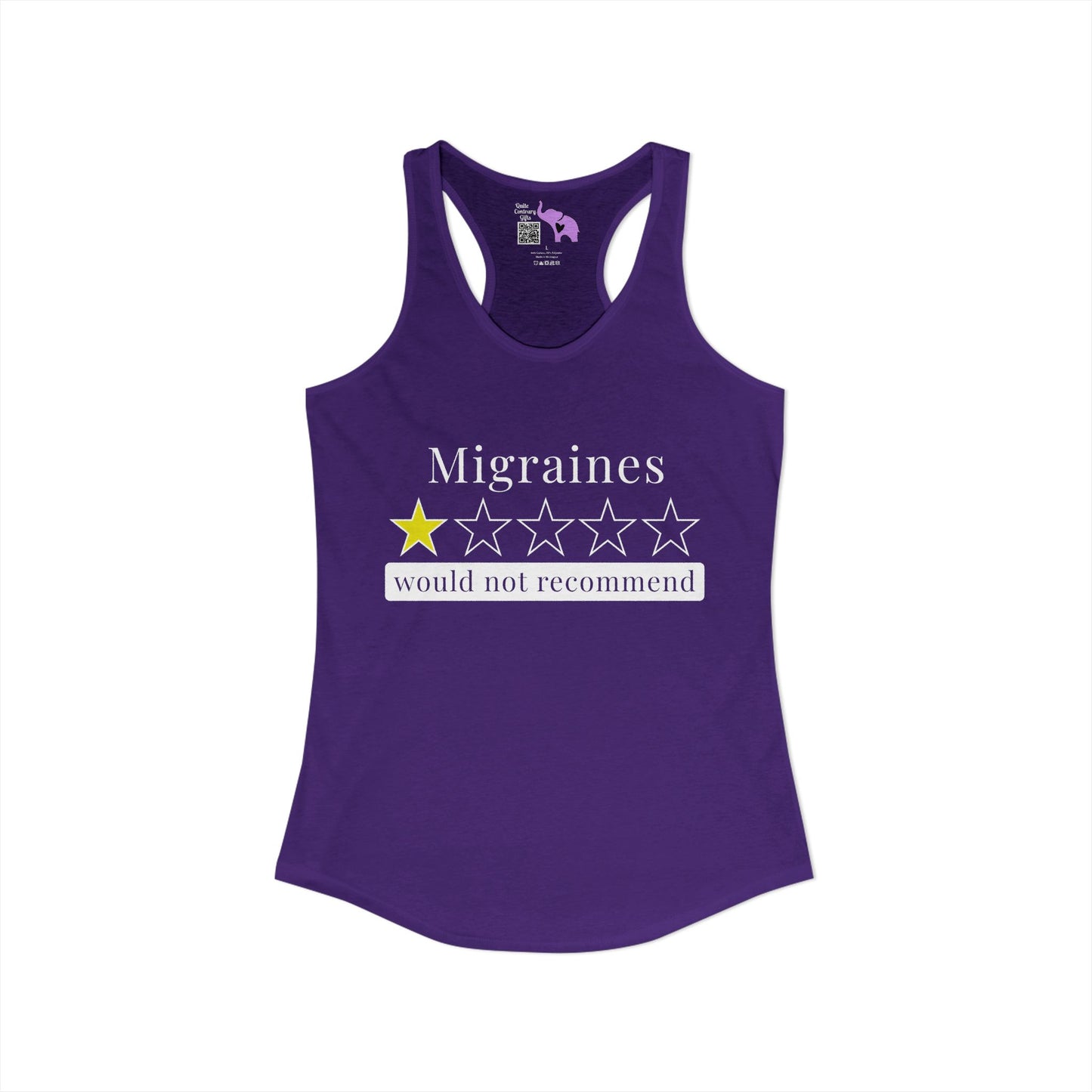 Migraines 1 Star Would Not Recommend Women's Ideal Racerback Tank
