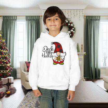Deck the Halls Plaid Gnome Youth Hoodie