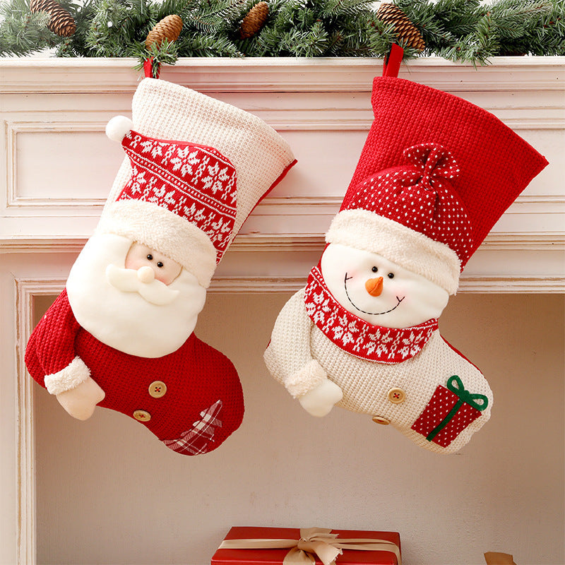 Knitted 3D Santa or Snowman Christmas Stockings
