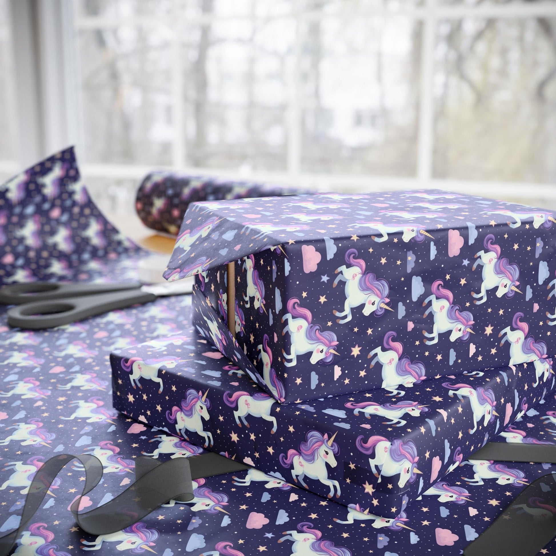 Starlight Unicorn Parade Wrapping Paper