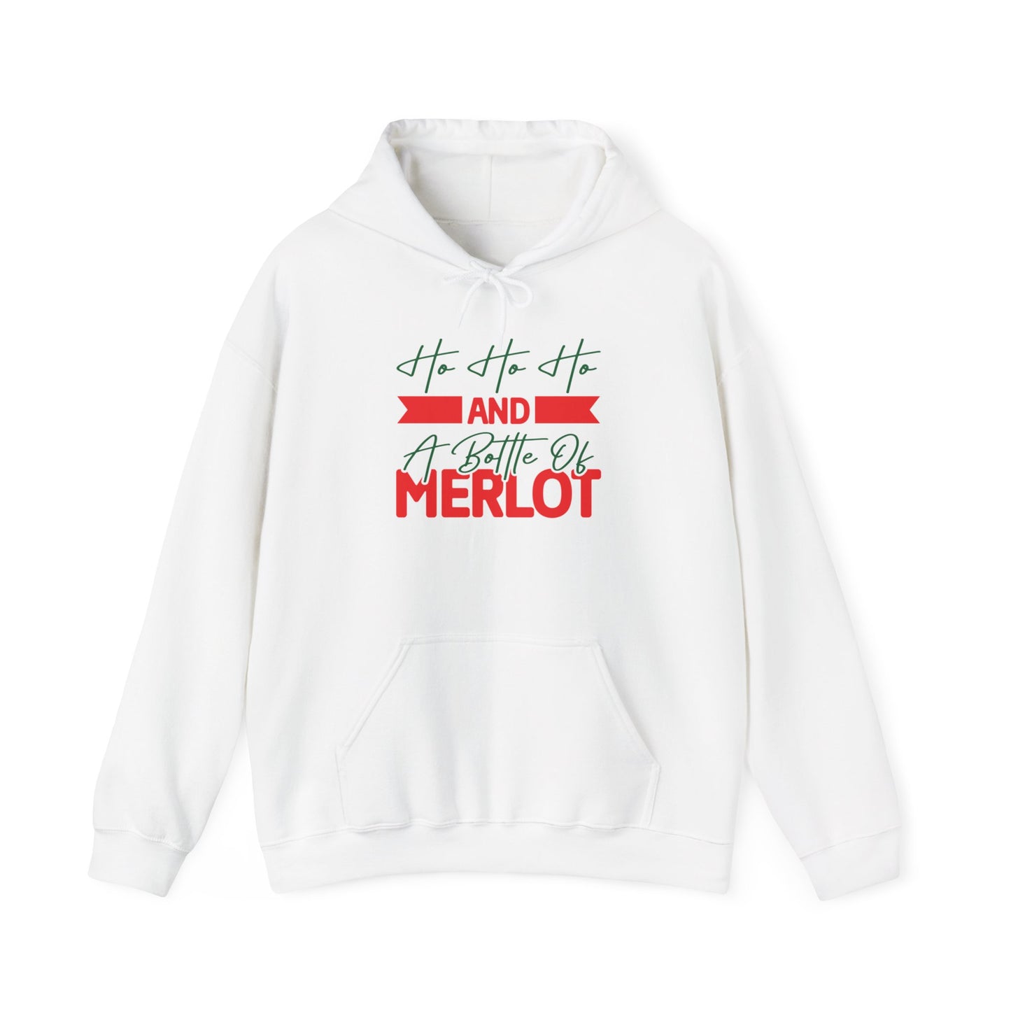 Ho Ho Ho And a Bottle of Merlot Adult Heavy Blend™ Hooded Sweatshirt