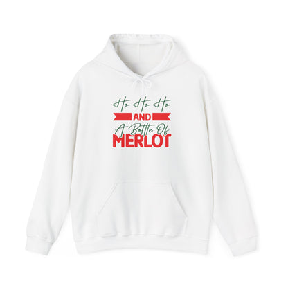 Ho Ho Ho And a Bottle of Merlot Adult Heavy Blend™ Hooded Sweatshirt