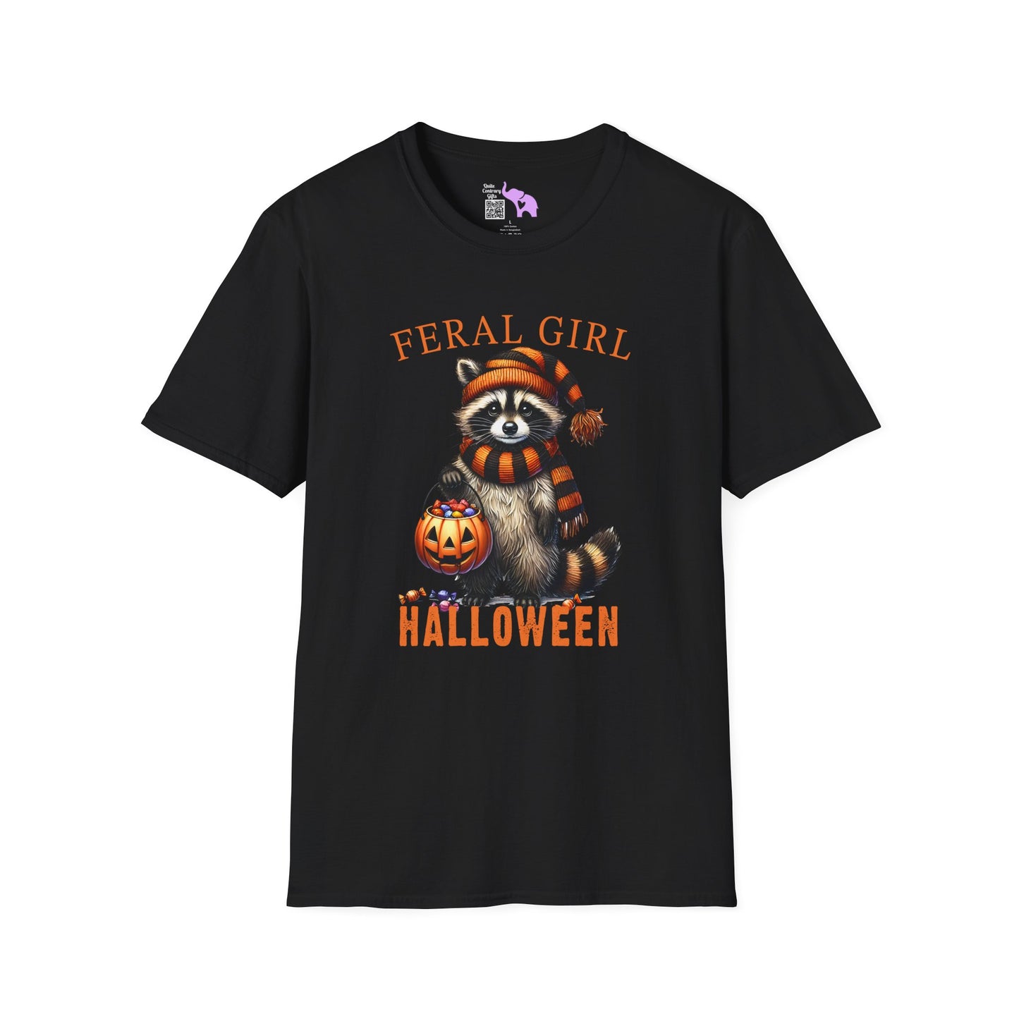 Feral Girl Halloween Racoon Adult T-shirt