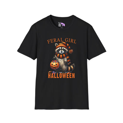 Feral Girl Halloween Racoon Adult T-shirt