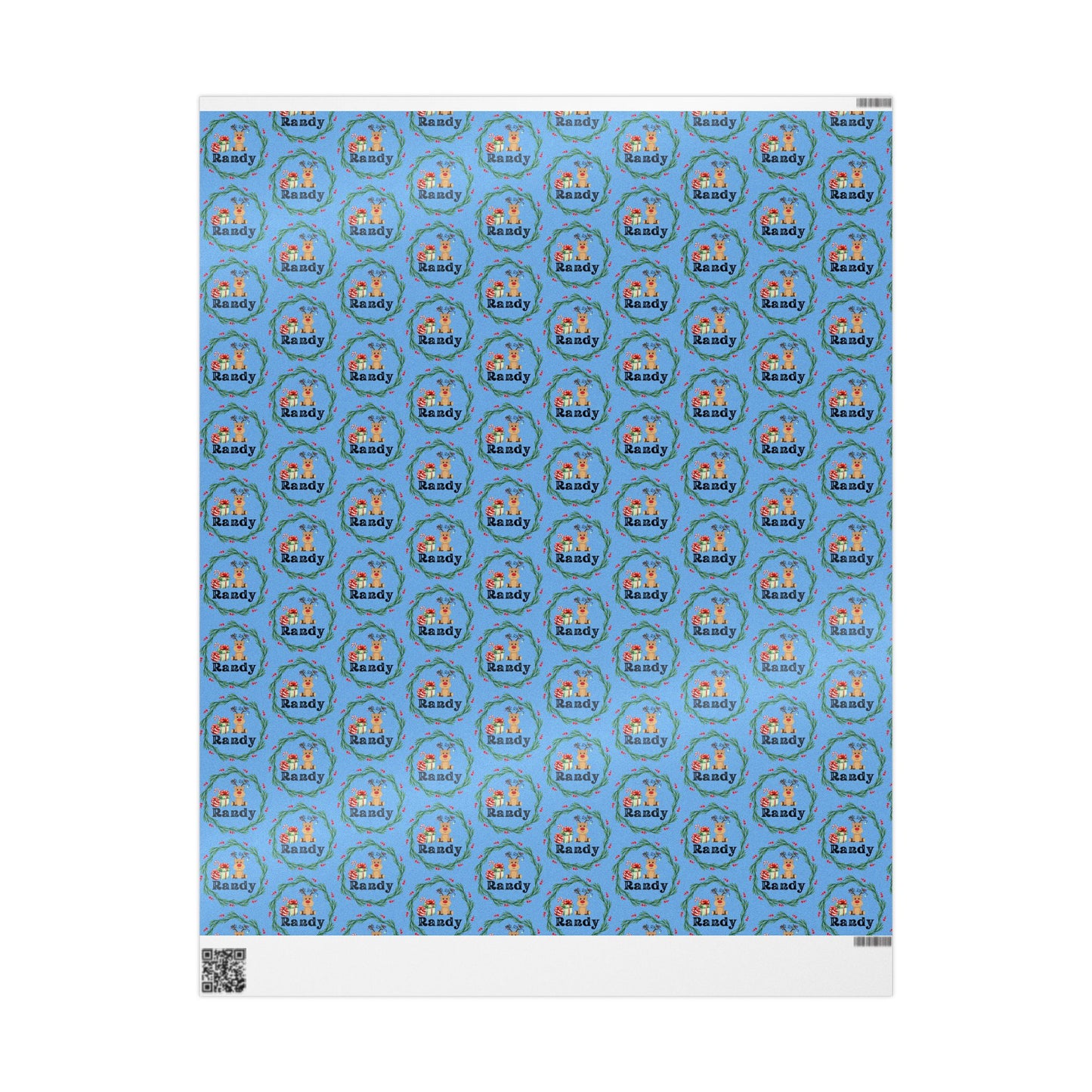 Cute Reindeer Wreath Custom Wrapping Paper (Randy)