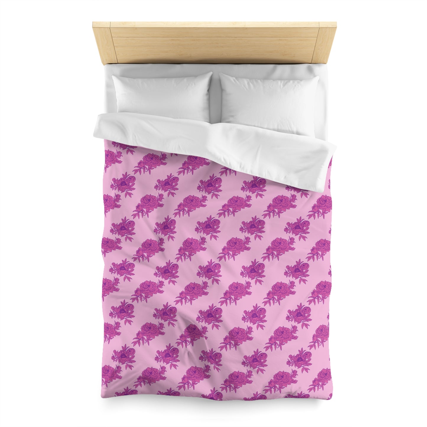 Bubblegum Bloom Peonies Microfiber Duvet Cover