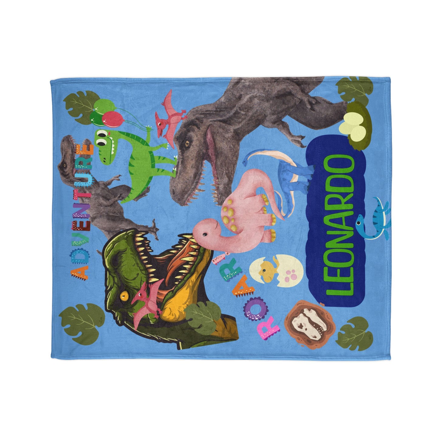 Custom Name Dinosaur Soft Polyester Blanket