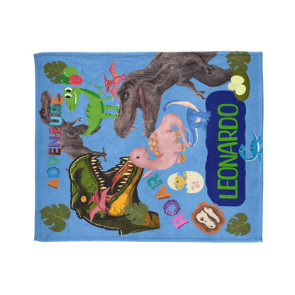 Custom Name Dinosaur Soft Polyester Blanket