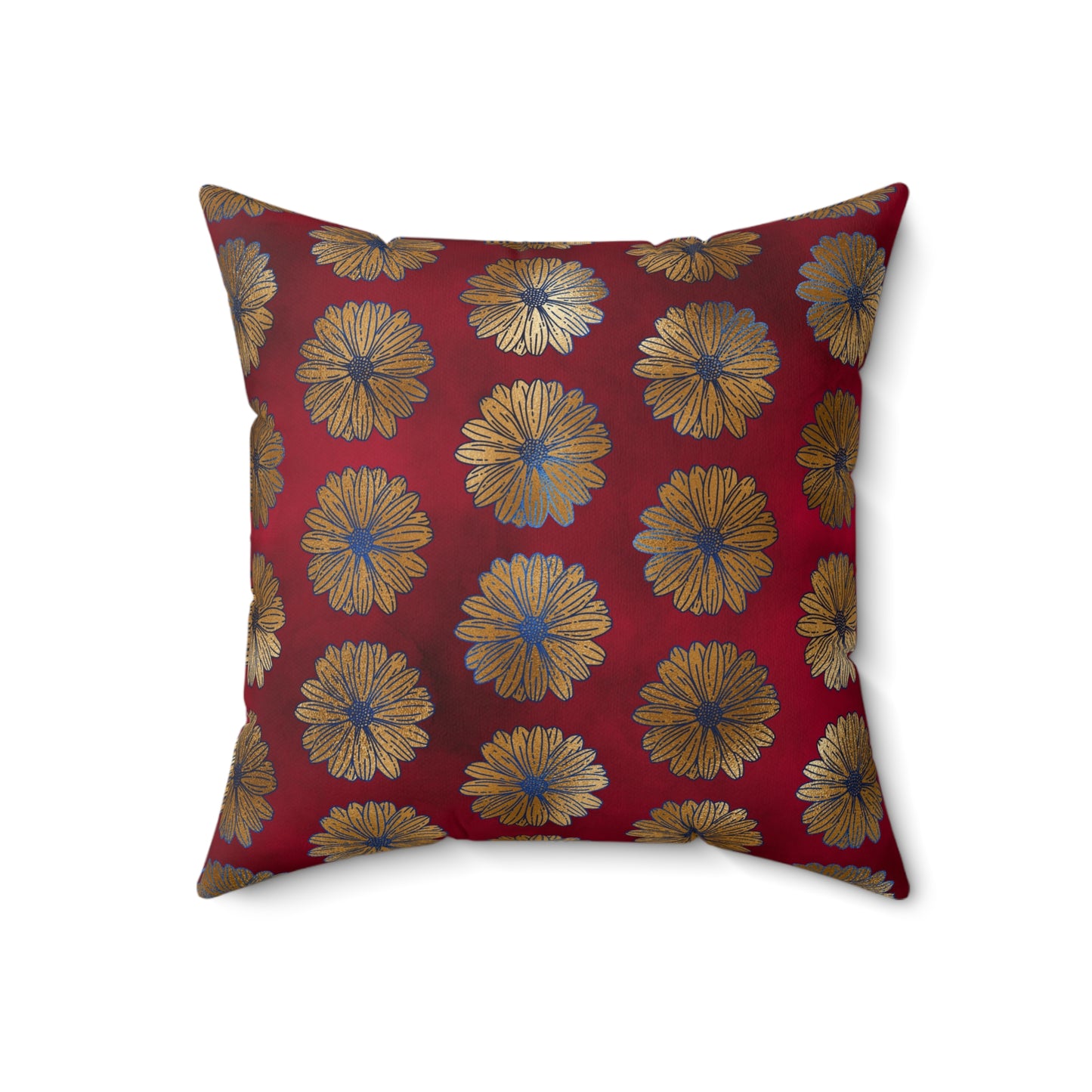 Majestic Crimson Daisies Throw Pillow