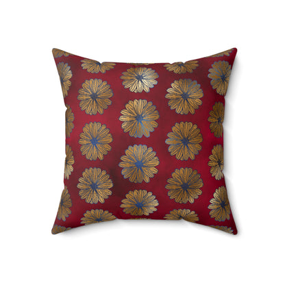 Majestic Crimson Daisies Throw Pillow