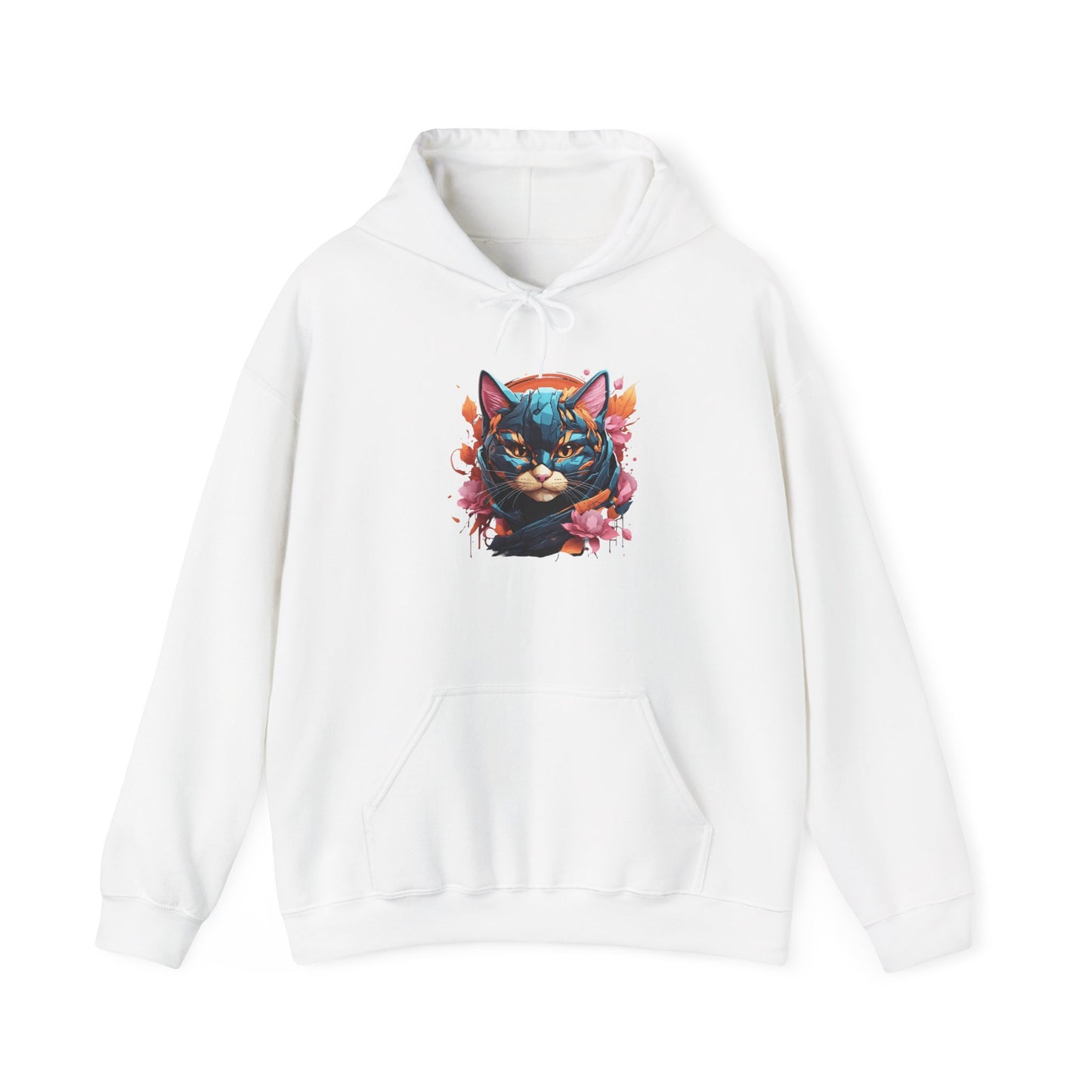 Adorable Kitty w/Flowers Heavy Blend™ Hooded Sweatshirt
