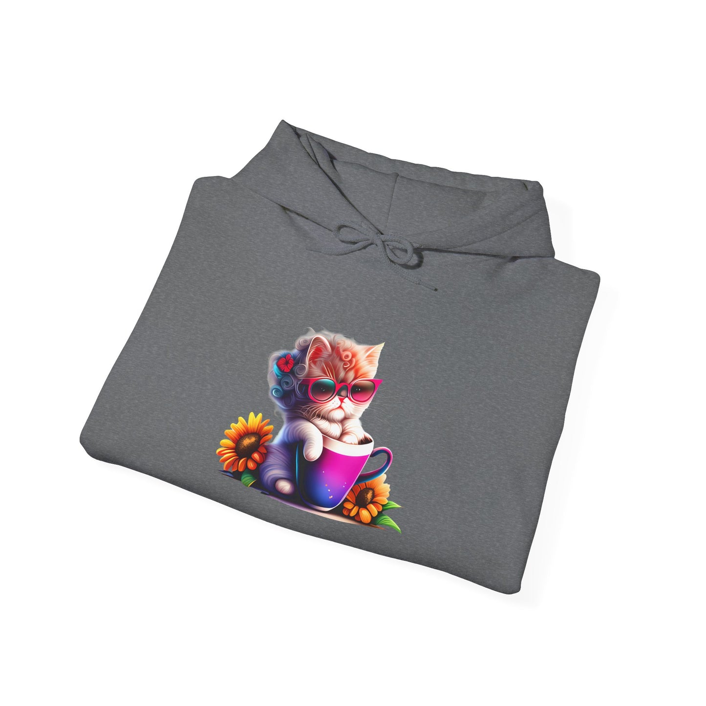 Cool Sunflower Kitten Heavy Blend™ Hooded Sweatshirt