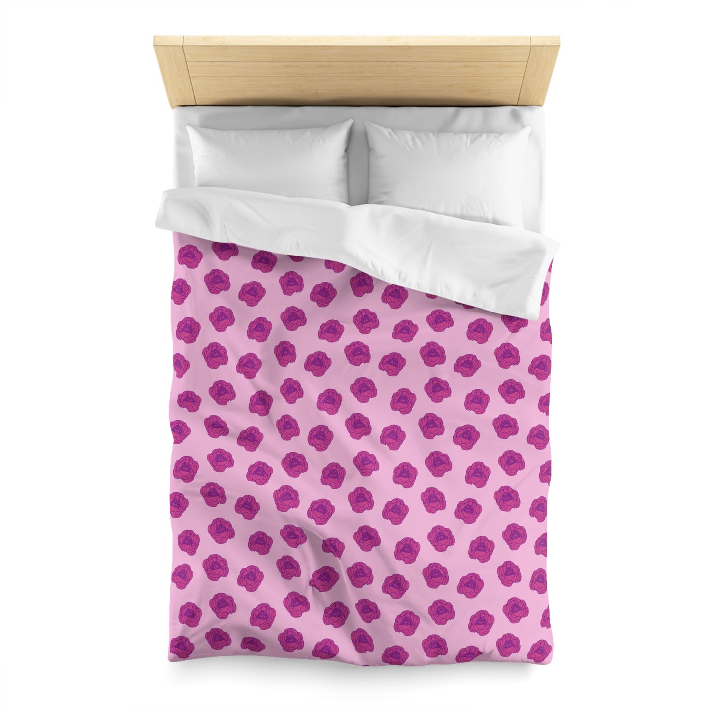 Rosy Dream Peonies Microfiber Duvet Cover