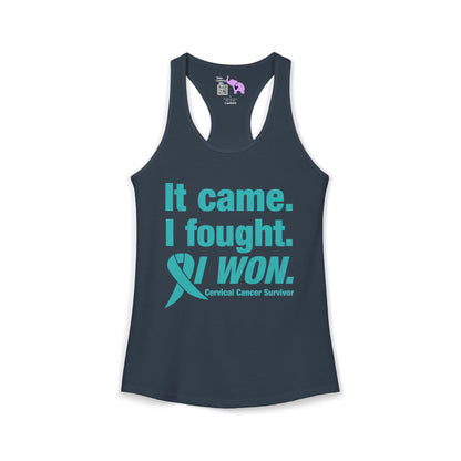 It Came I Fought I Won Cervical Cancer Survivior Women's Ideal Racerback Tank