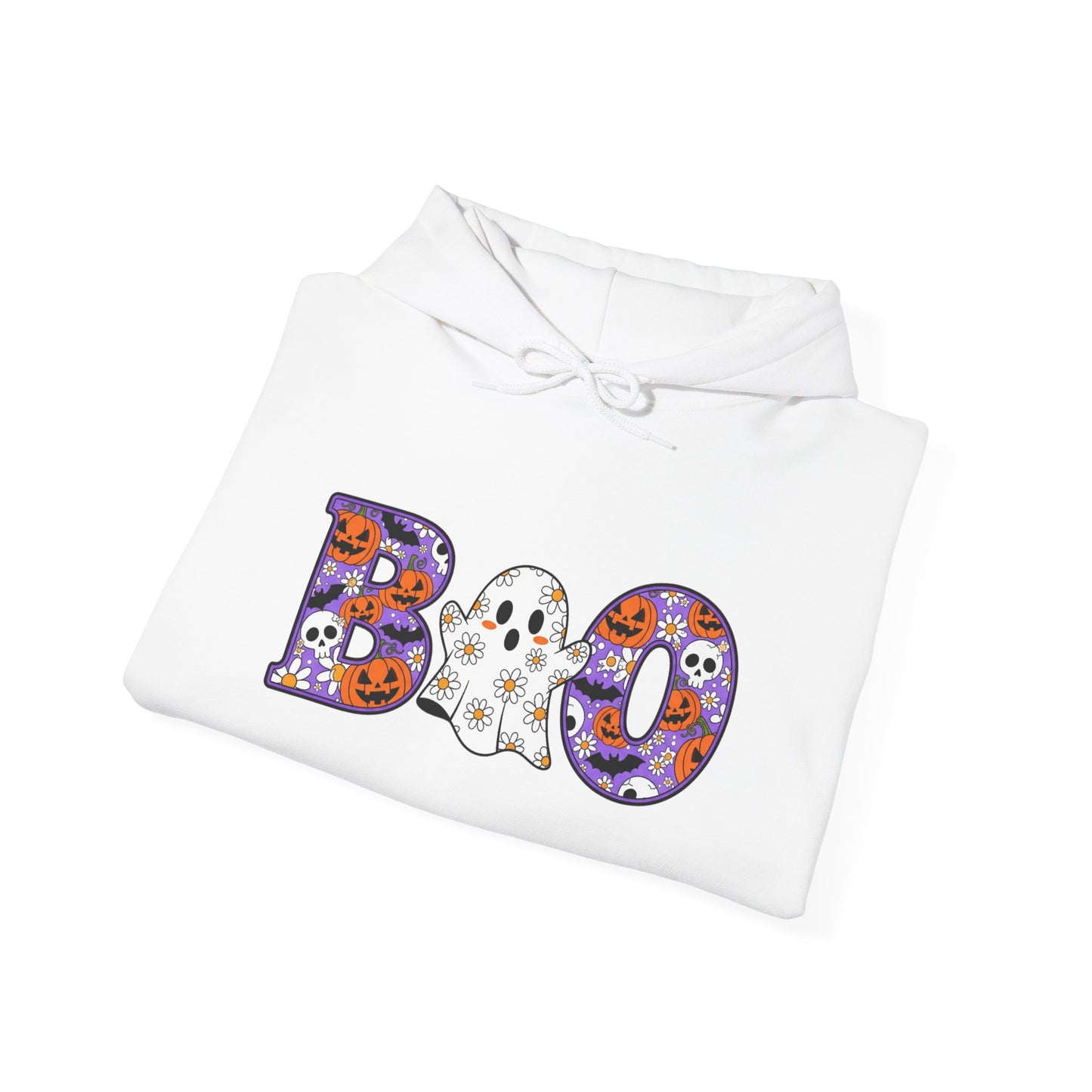 Cute Floral Boo w/Ghost Heavy Blend™ Hooded Sweatshirt