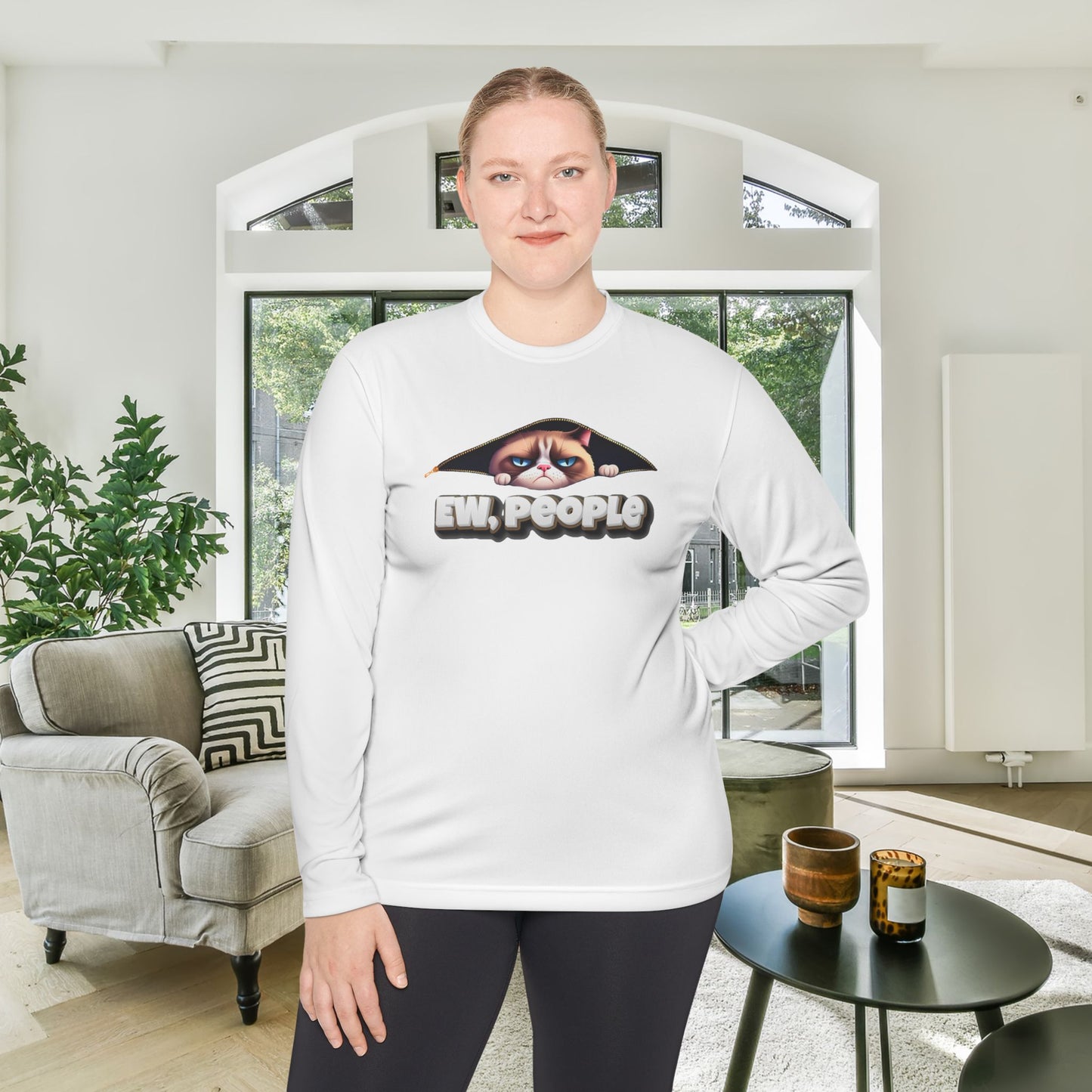 Ew People Grumpy Cat Adult Long Sleeve Tee