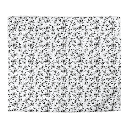 Black & White Five Petal Floral Duvet Bedding Set