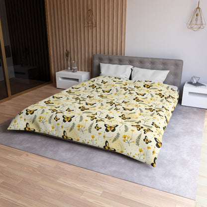 Sunlit Butterfly Bloom Microfiber Duvet Cover