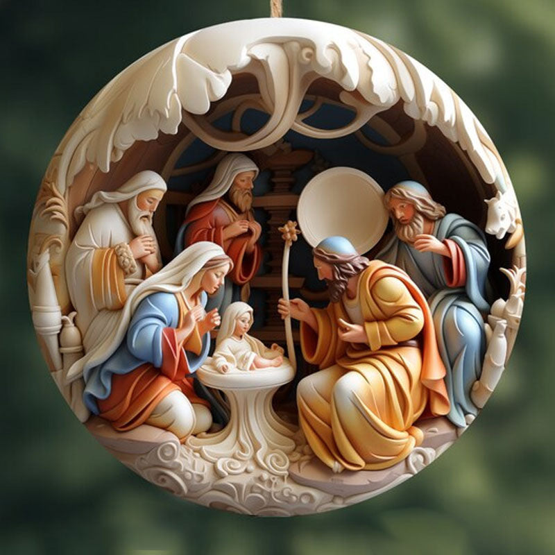 Beautiful Nativity Carved Ornaments