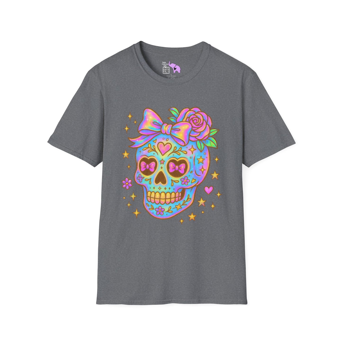 Neon Sugar Skull Adult T-shirt