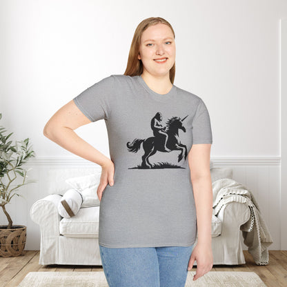 Bigfoot Rides A Unicorn Adult T-shirt