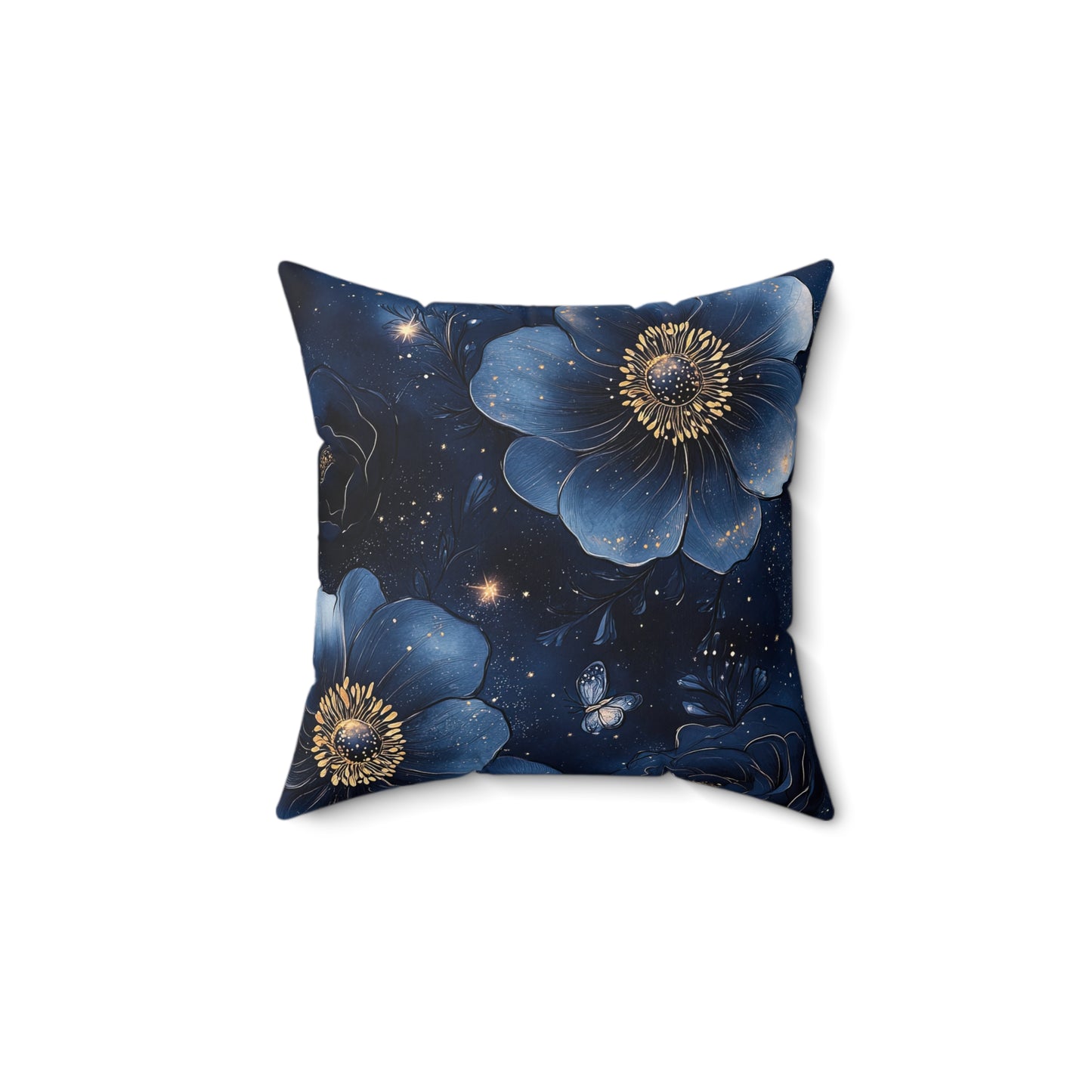 Midnight Sky Blossoms Throw Pillow