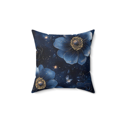 Midnight Sky Blossoms Throw Pillow