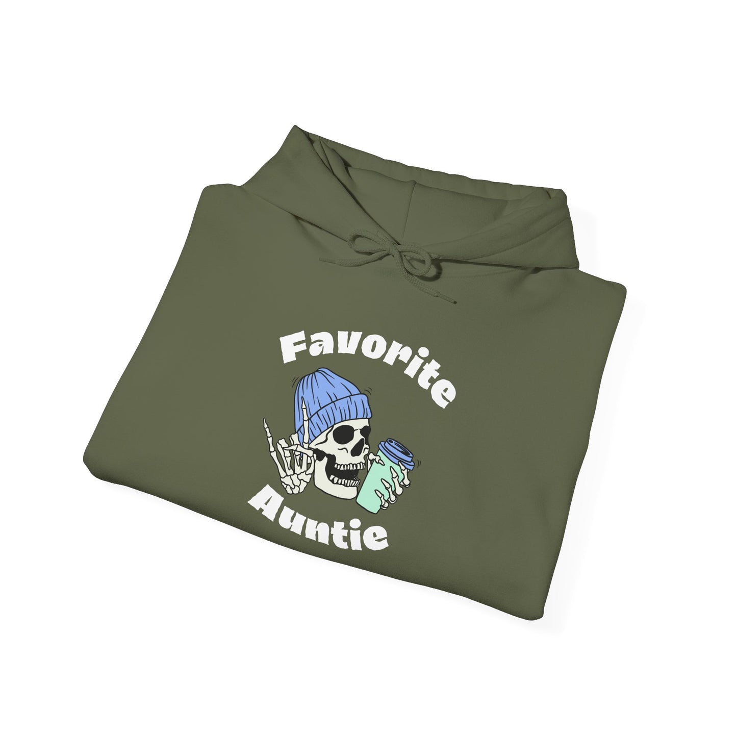 Favorite Auntie Skull drinking coffee Heavy Blend™ Hooded Sweatshirt
