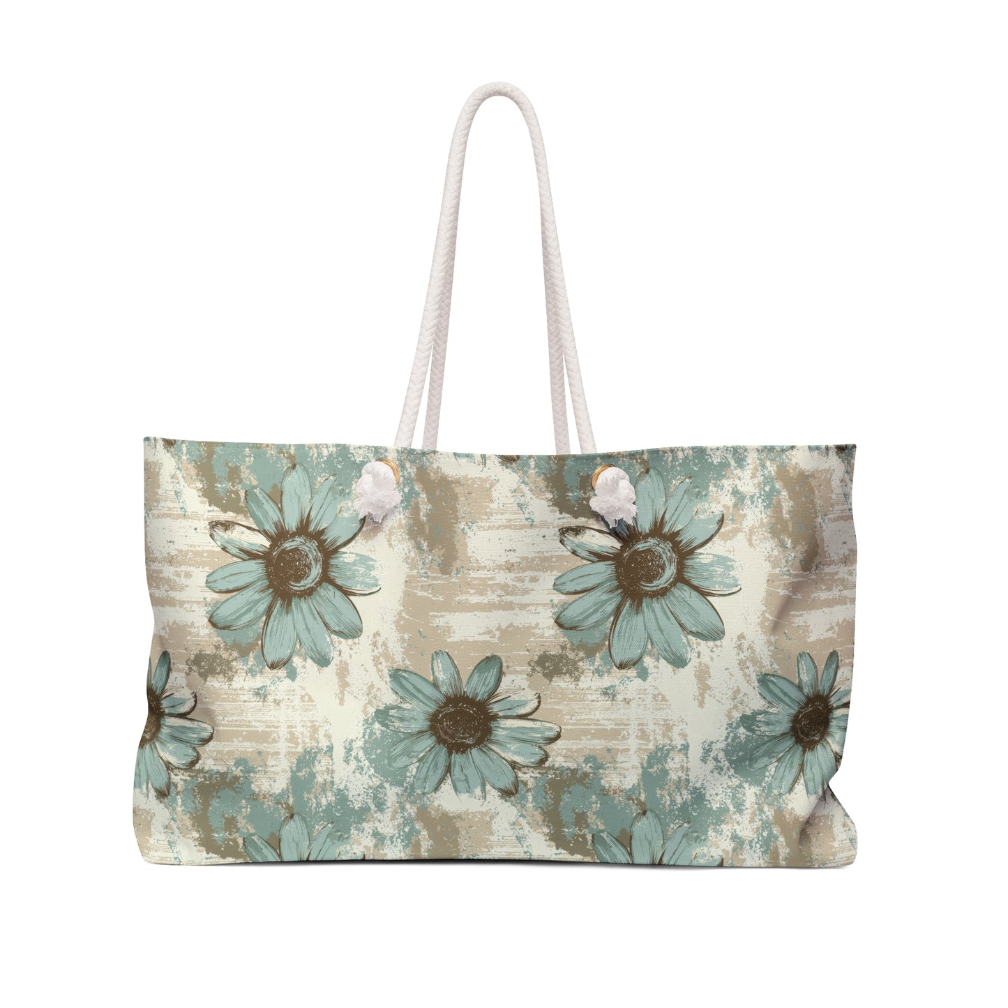 Rustic Teal Daisy Weekender Bag
