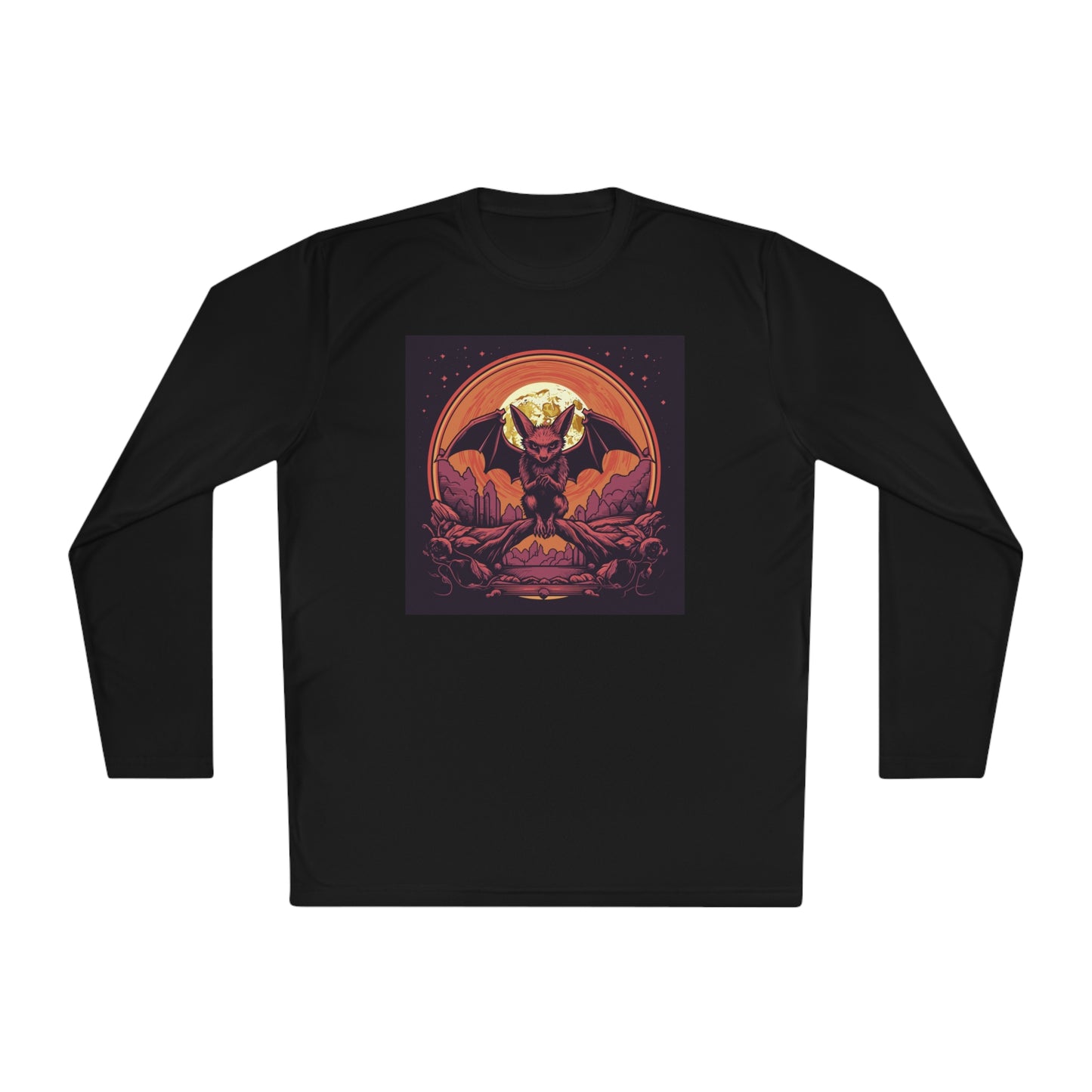 Creepy Bats Over Moon 9 Adult Long Sleeve Tee