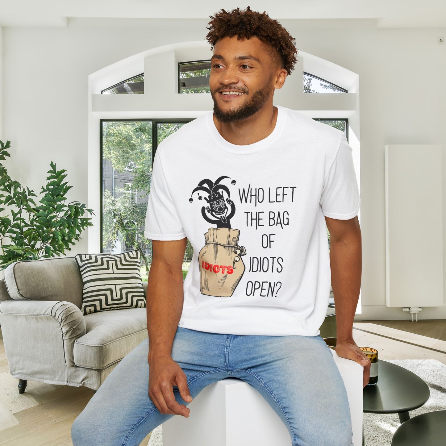 Who Left The Bag of Idiots Open Adult T-shirt