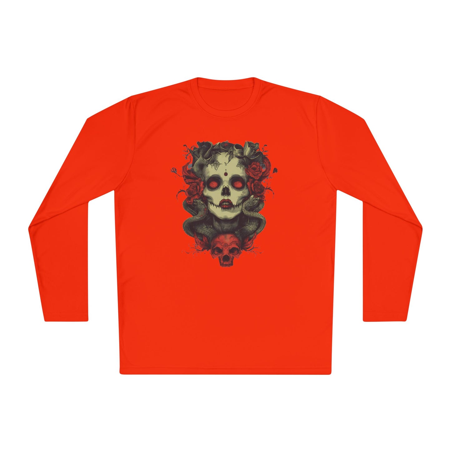 Creepy Skull and Roses Adult Long Sleeve Tee